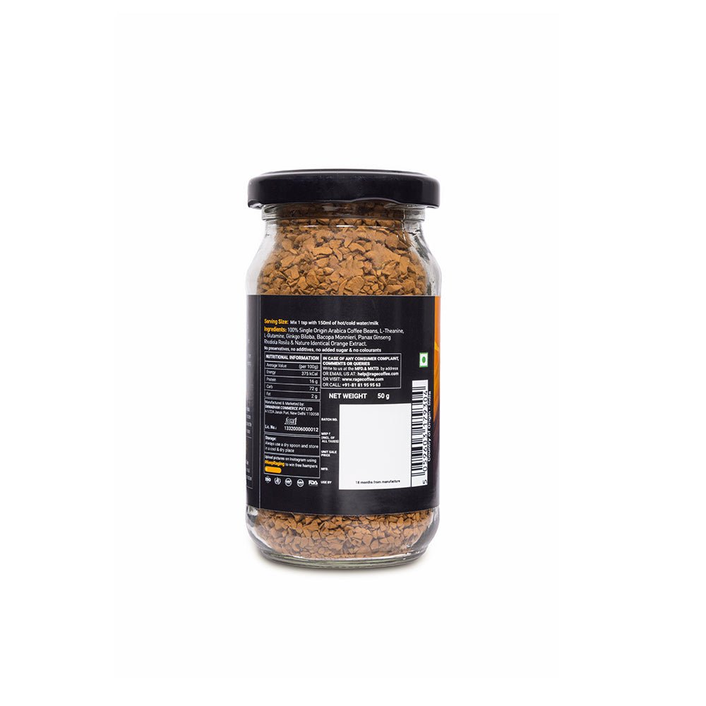 
                  
                    Rage Coffee Sparky Orange Flavour - Premium Arabica Instant Coffee (50g) - Kreate- Coffee
                  
                