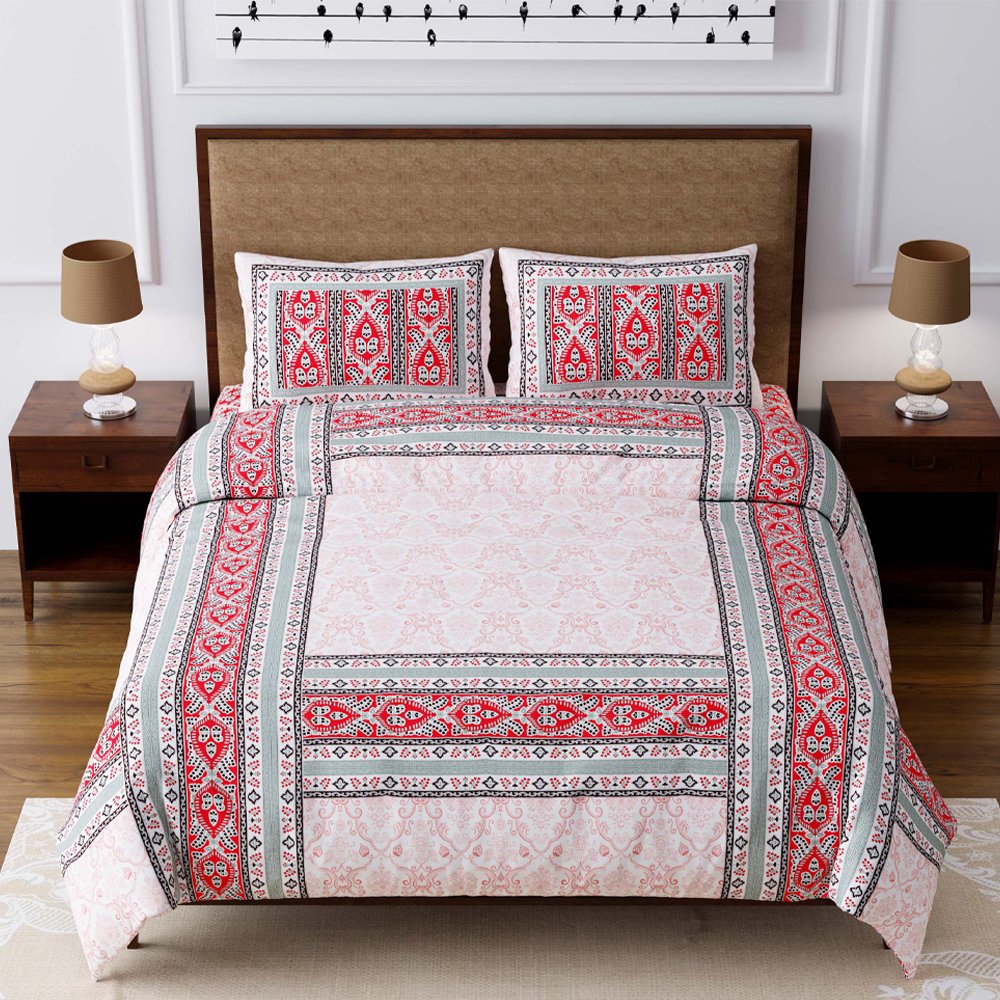 Rajasthan Cotton Printed King Size Double Bedsheets - Kreate- Bedding