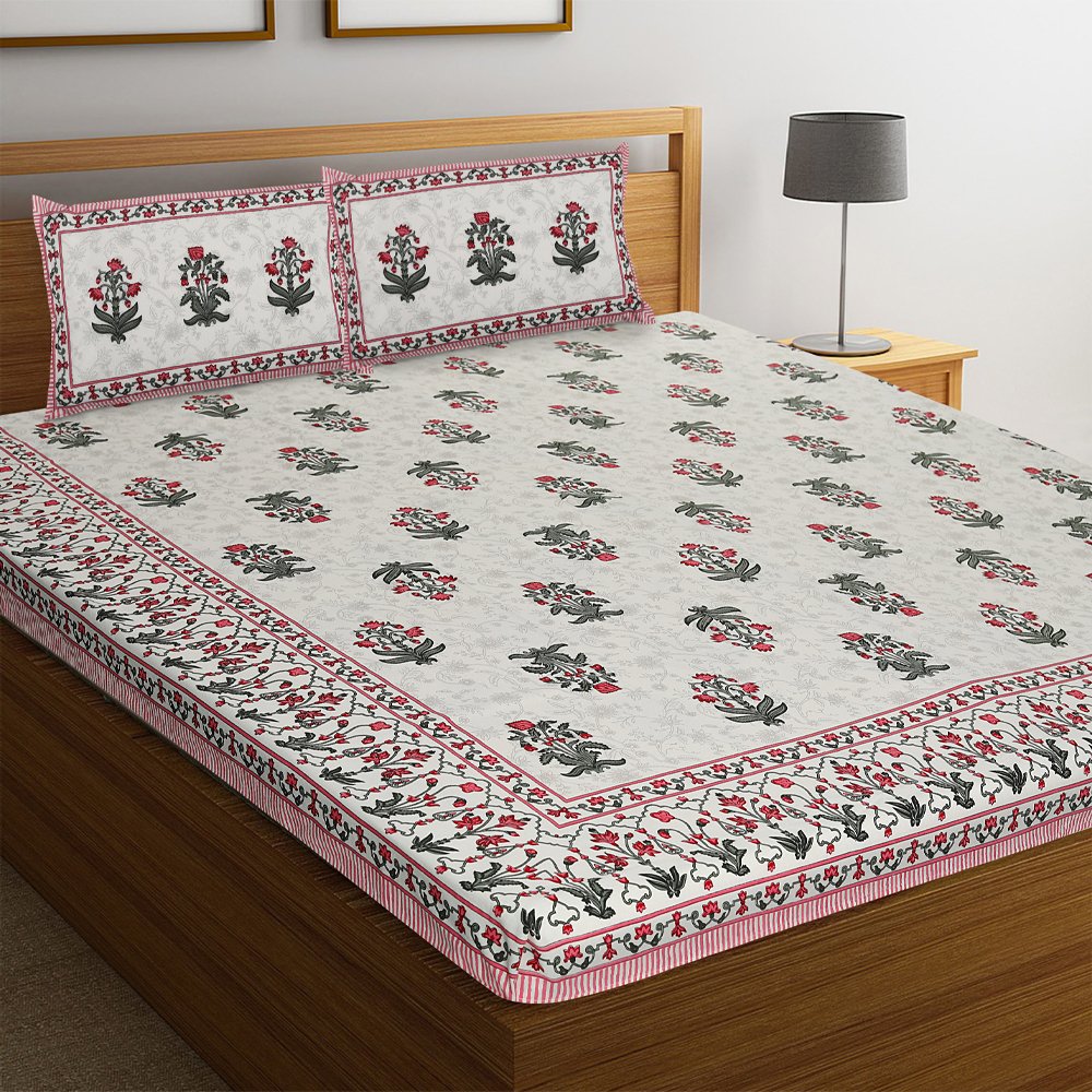 Rajasthani Jaipuri Pure Cotton Bedsheet - Kreate- Bedding