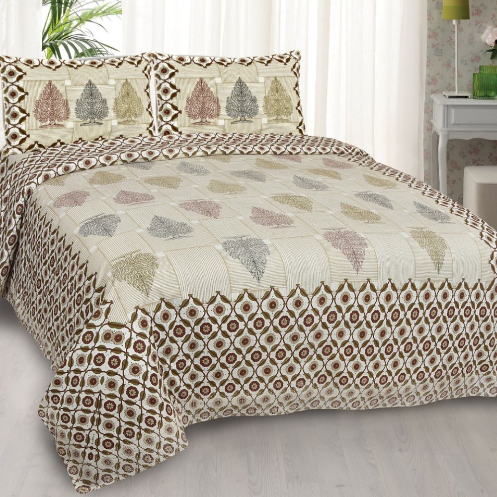Rajasthani Jaipuri Traditional Sanganeri Print King Size Bedsheet with Pillow Covers - Kreate- Bedding
