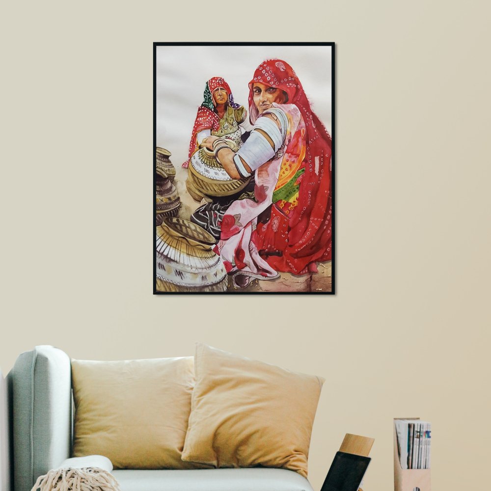 Rajasthani Women Watercolour Painting - Kreate- Painting