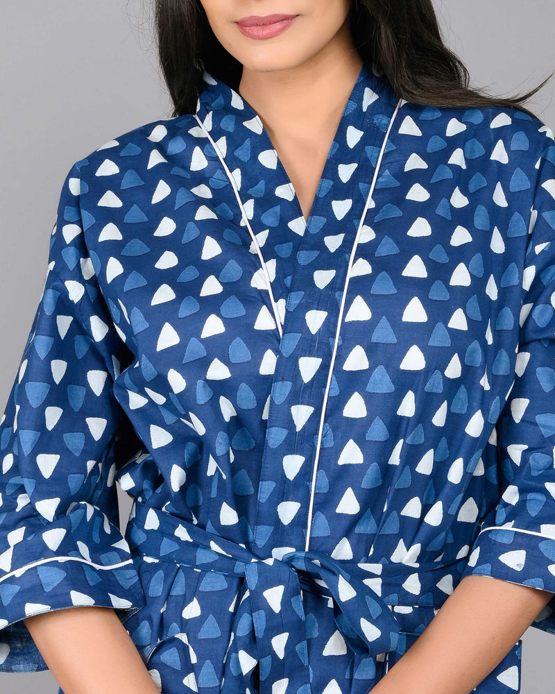 
                  
                    Geometric Pattern Kimono Robe Long Bathrobe For Women (Blue)
                  
                