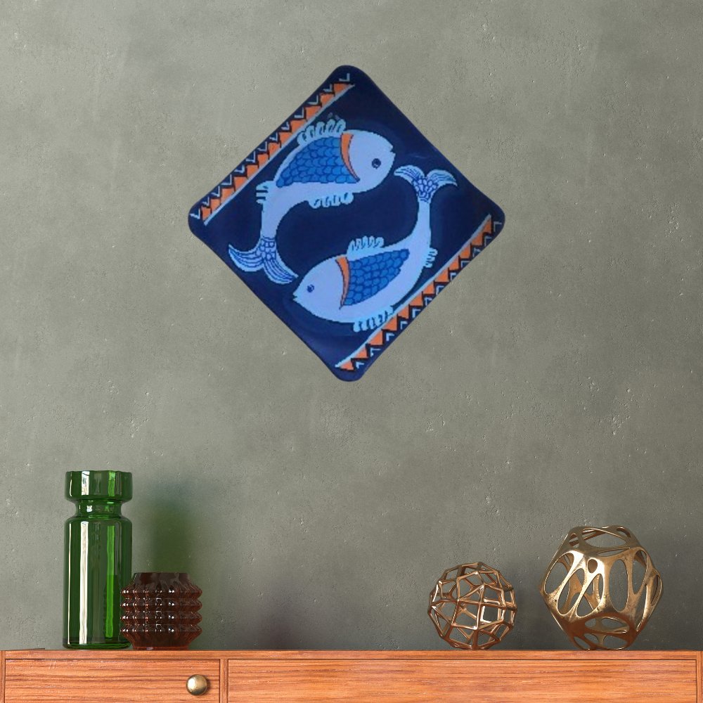 Rang Sang Twin Blue Fish Plate - Kreate- Wall Decor
