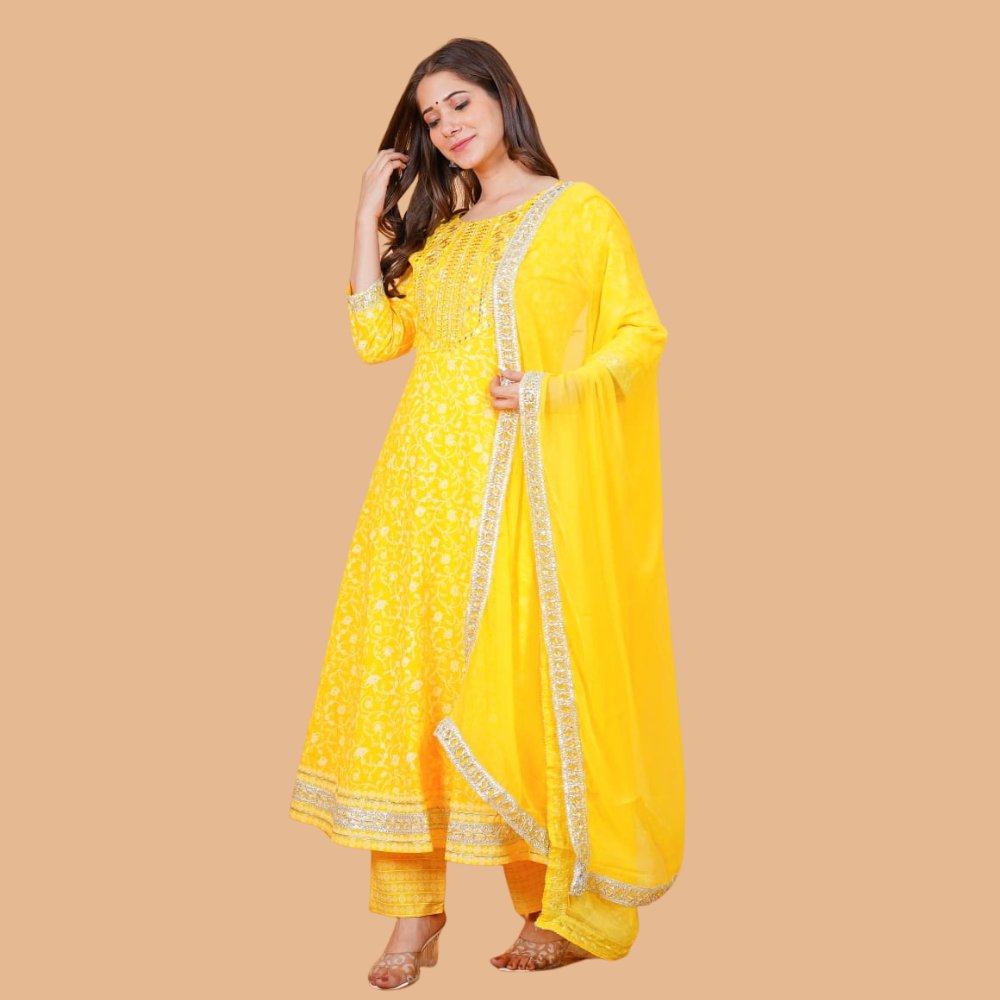 Ras Ethnic Anarkali Kurta Set With Dupatta - Kreate- Kurtis & Salwar Suits