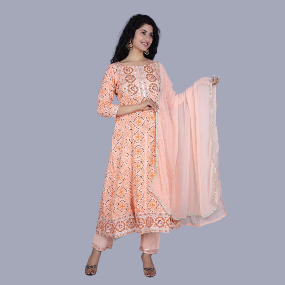 Ras Ethnic Anarkali Kurta Set With Dupatta - Kreate- Kurtis & Salwar Suits