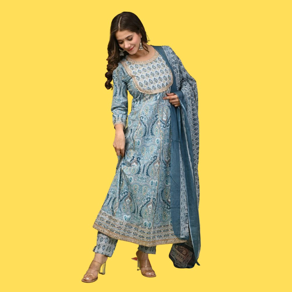 Ras Ethnic Anarkali Suit With Dupatta Set - Kreate- Kurtis & Salwar Suits