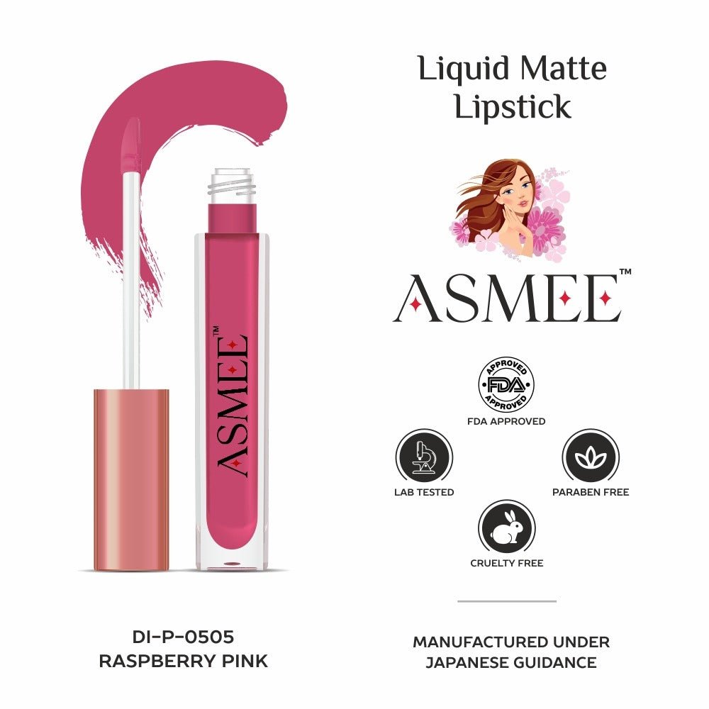 
                  
                    Raspberry Pink-Asmee Liquid Matte Lipstick (4ml) - Kreate- Lips
                  
                