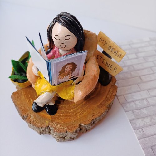 
                  
                    Reader girl custom miniature table top for readers | Gender customisation available - Kreate- Table Decor
                  
                