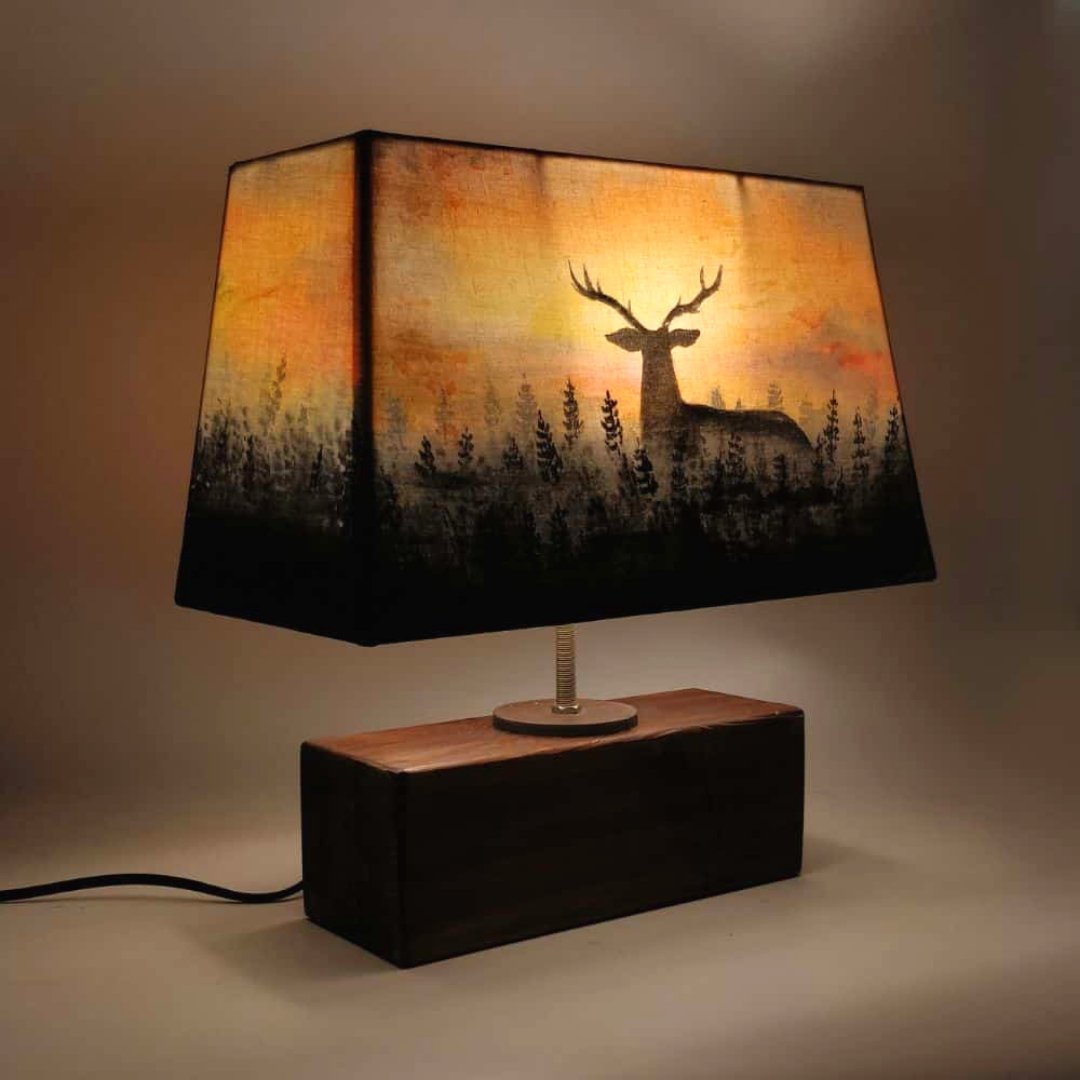 Rectangle Table Lamp - Deer Sunset - Kreate- Lamps