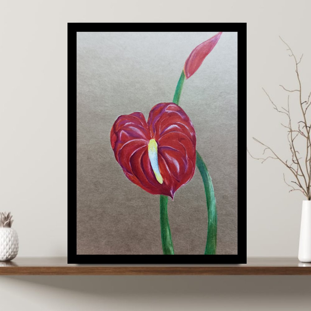 Red Anthurium - Watercolour Painting - Kreate- Painting