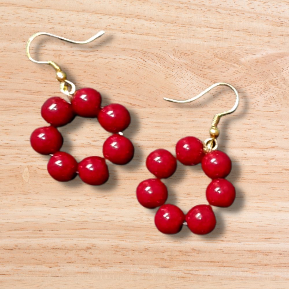 Red Beads Earrings - Kreate- Earrings