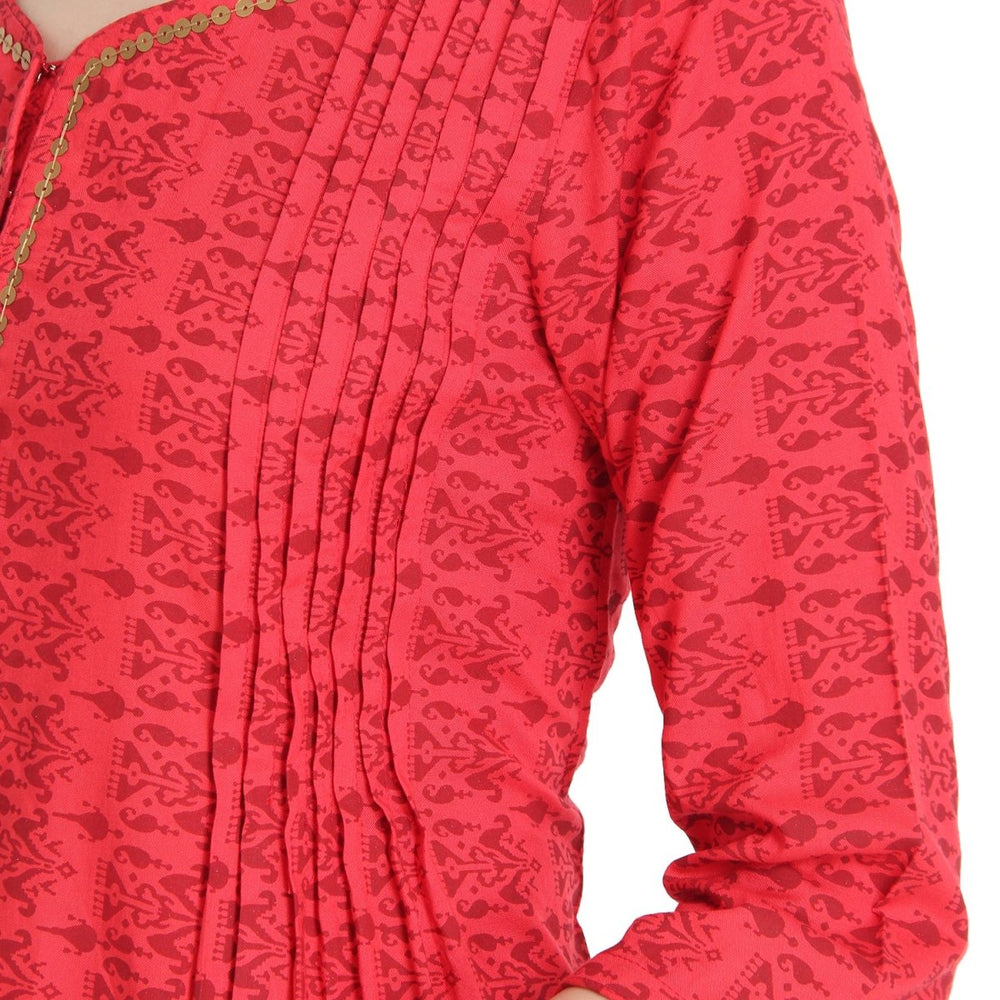 
                  
                    Red Block Print Tunic - Kreate- Kurtis & Salwar Suits
                  
                