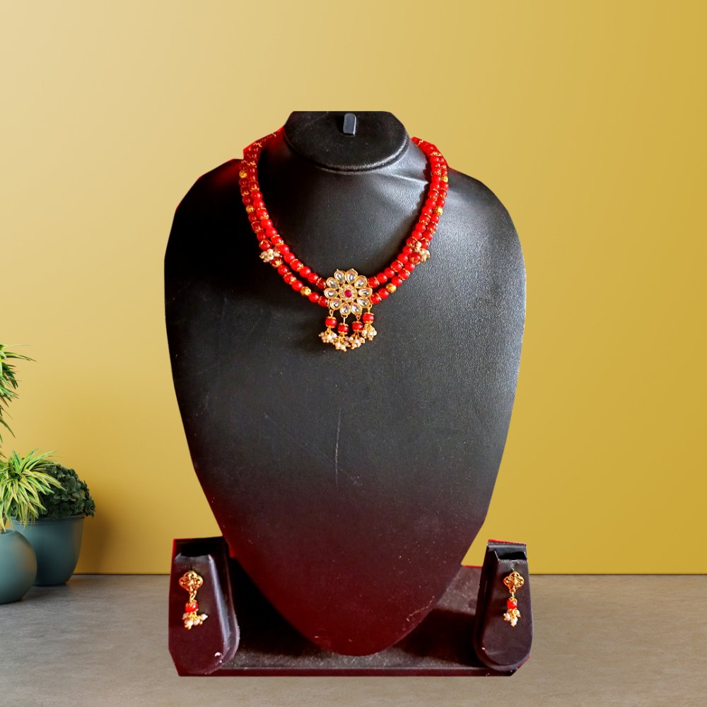 Red Colour Jewellery Set - Kreate- Jewellery Sets