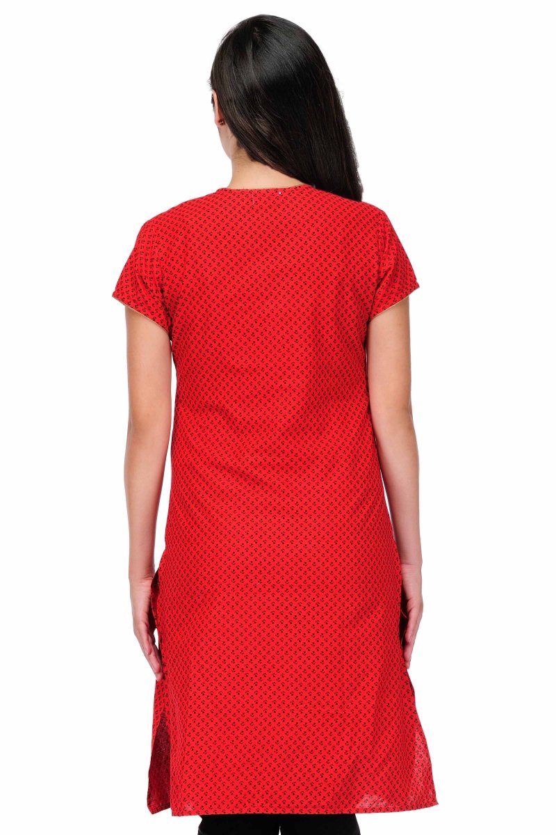 
                  
                    Red Cotton Embroidery Kurta - Kreate- Kurtis & Salwar Suits
                  
                