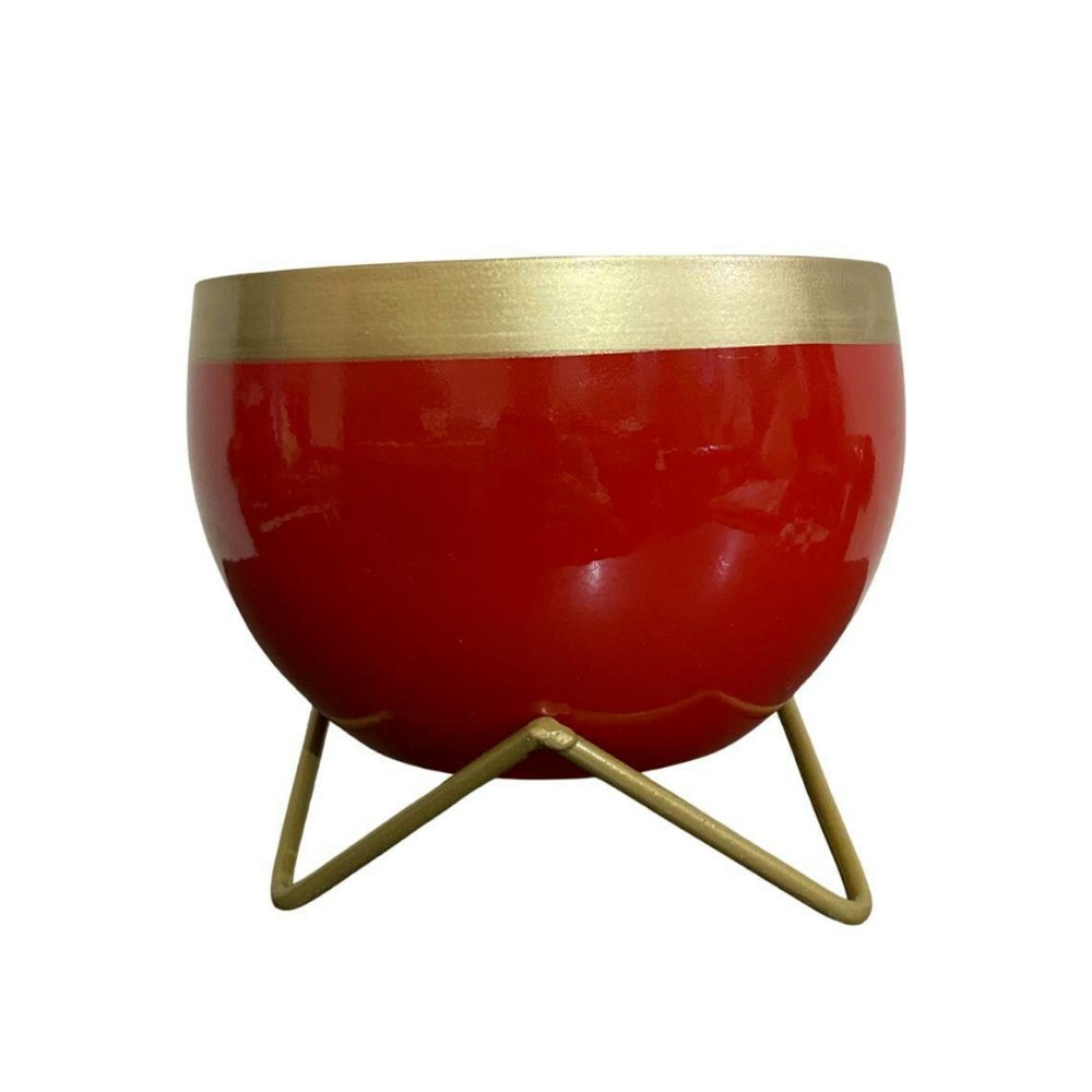 
                  
                    Red Gold Metal Pot - Kreate- Planters & Pots
                  
                