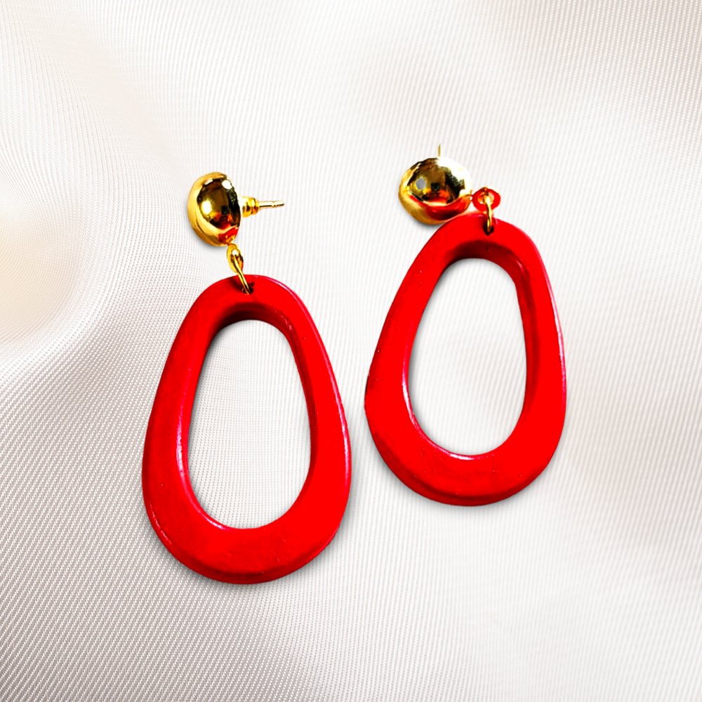 Red Handmade Ceramic Earrings - Kreate- Earrings