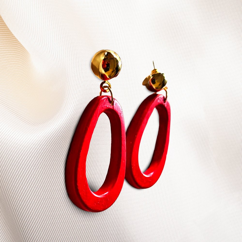 
                  
                    Red Handmade Ceramic Earrings - Kreate- Earrings
                  
                
