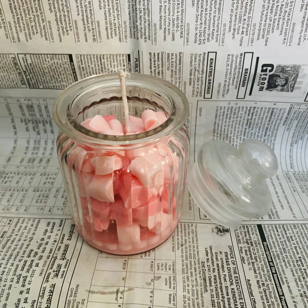 Red & Pink Hearts Scented Candles Jar - Kreate- Candles & Holders