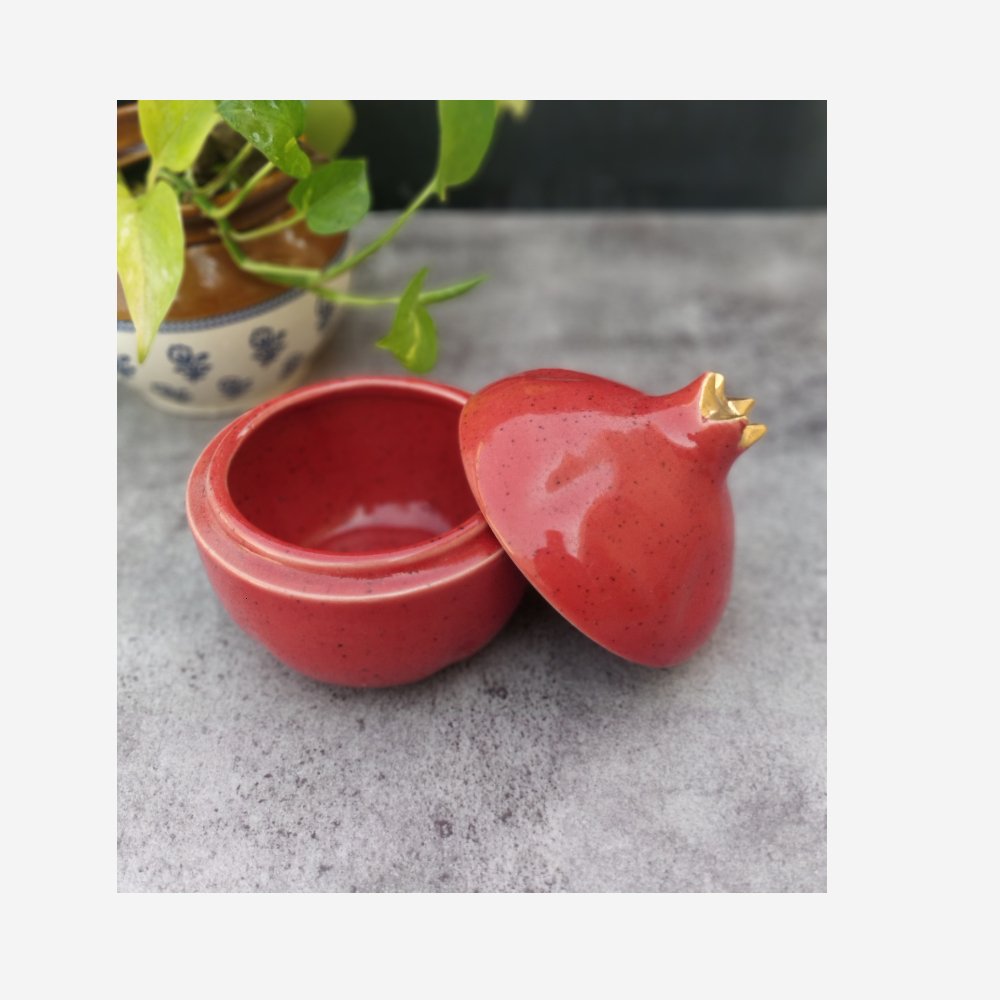 
                  
                    Red Pomegranate Ceramic Jar - Kreate- Serveware
                  
                