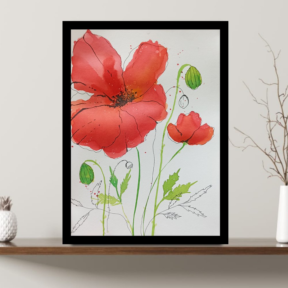 Red Poppy - Watercolour - Kreate- Painting