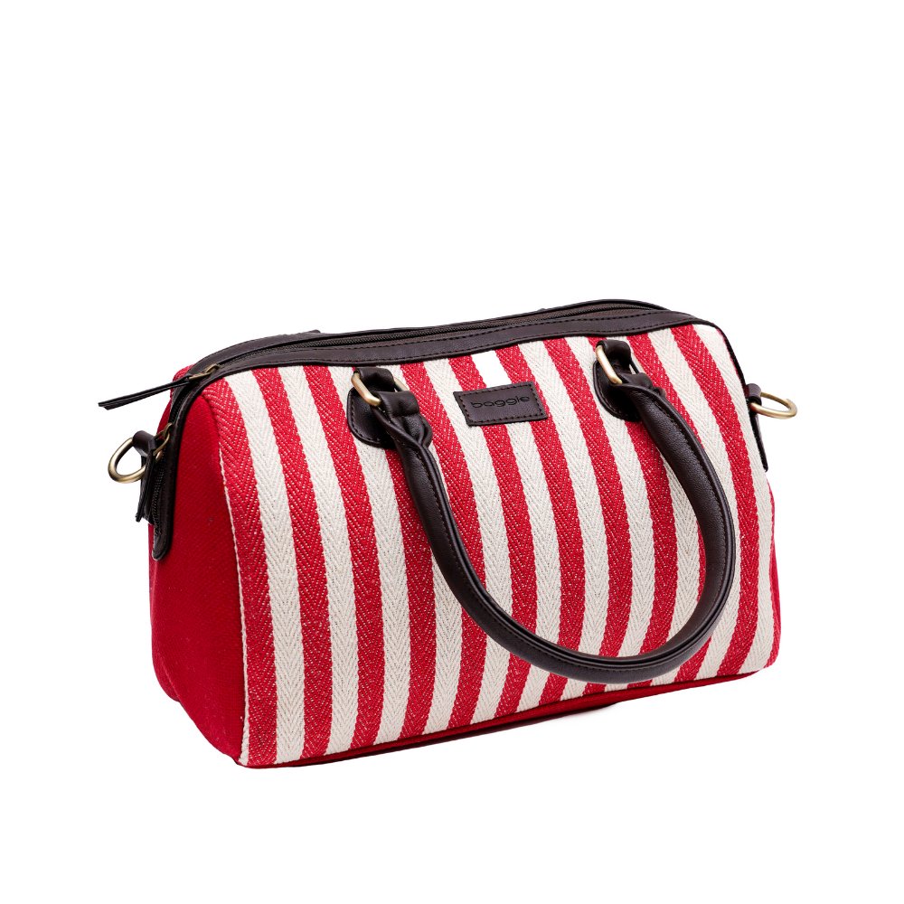 Red & white streak - Duffle Bag - Kreate- Bags