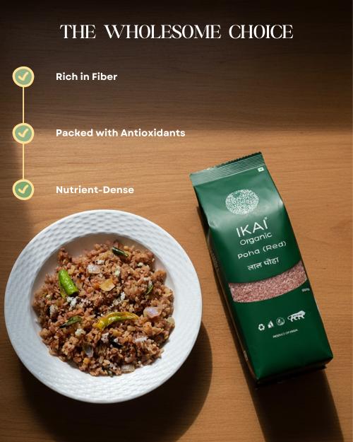 
                  
                    Organic Poha (Red) | Chivda | Chuda | Flattened Red Rice | Gluten Free | 500g
                  
                