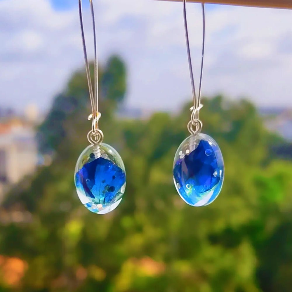 Resin Blue Pea Earrings - Kreate- Earrings