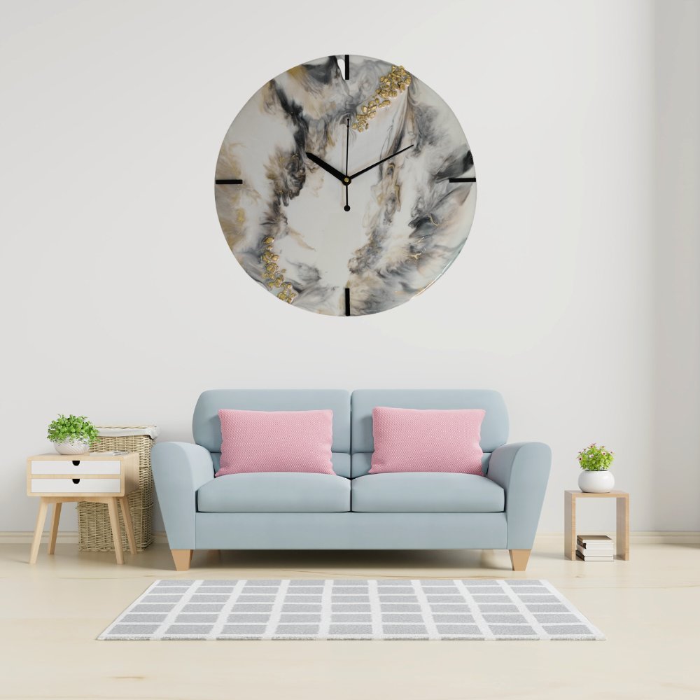 Resin Crystal Wall Clock - Kreate- Wall Decor