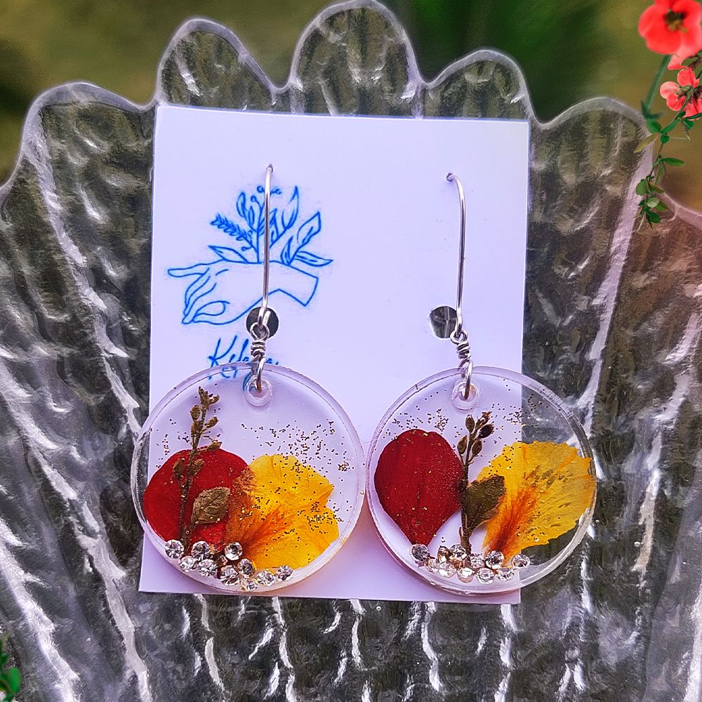 Resin Floral Earrings - Kreate- Earrings