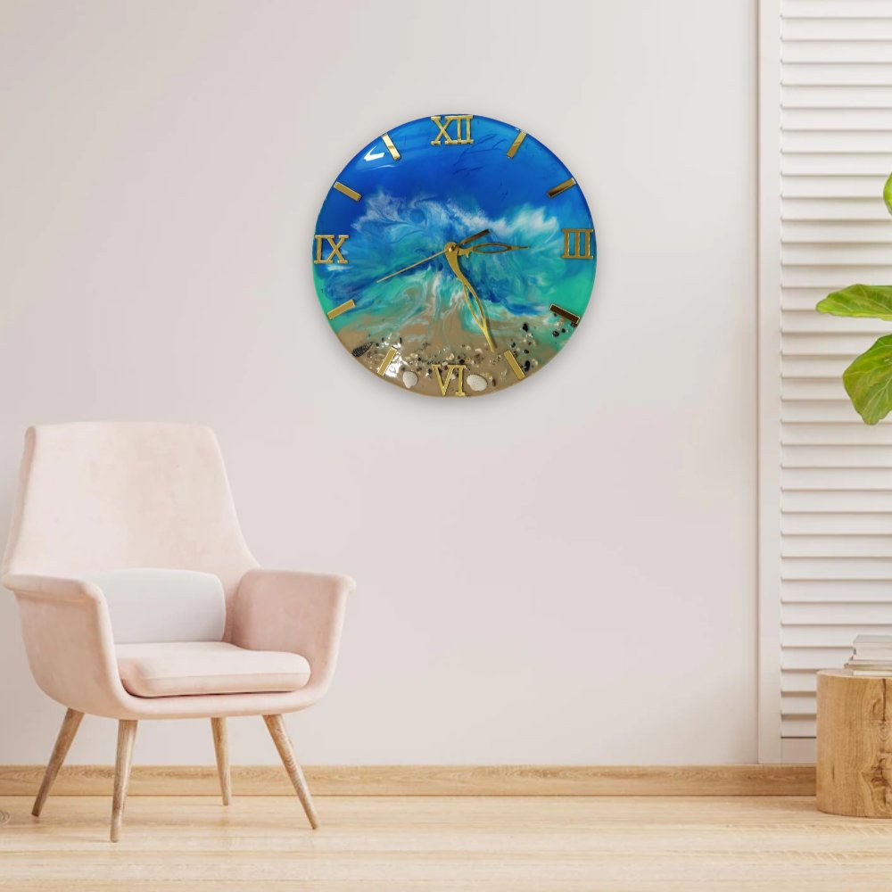 Resin Ocean-themed Wall Clock - Kreate- Wall Decor