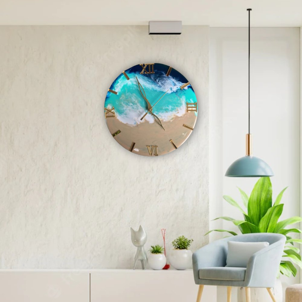 Resin Ocean-themed Wall Clock - Kreate- Wall Decor