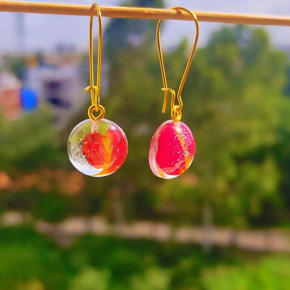 Resin Rose Earrings - Kreate- Earrings