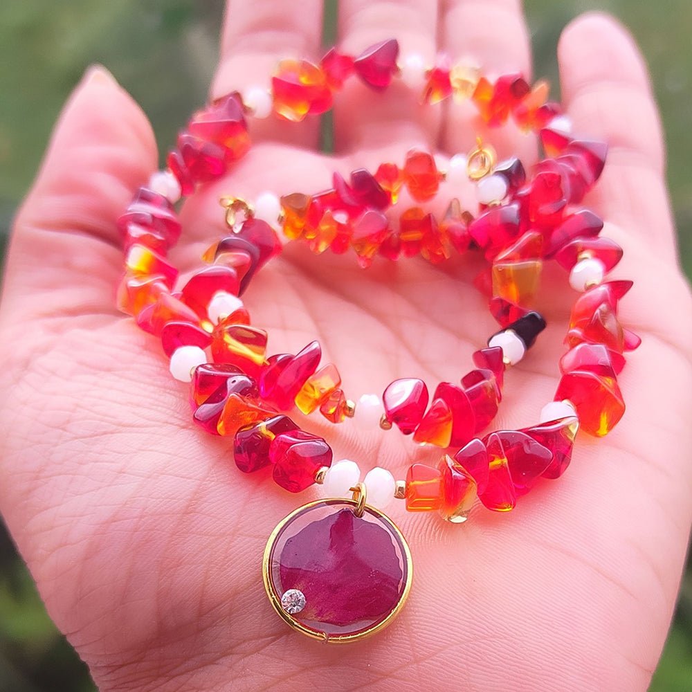 Resin Rose Necklace - Kreate- Neckpieces