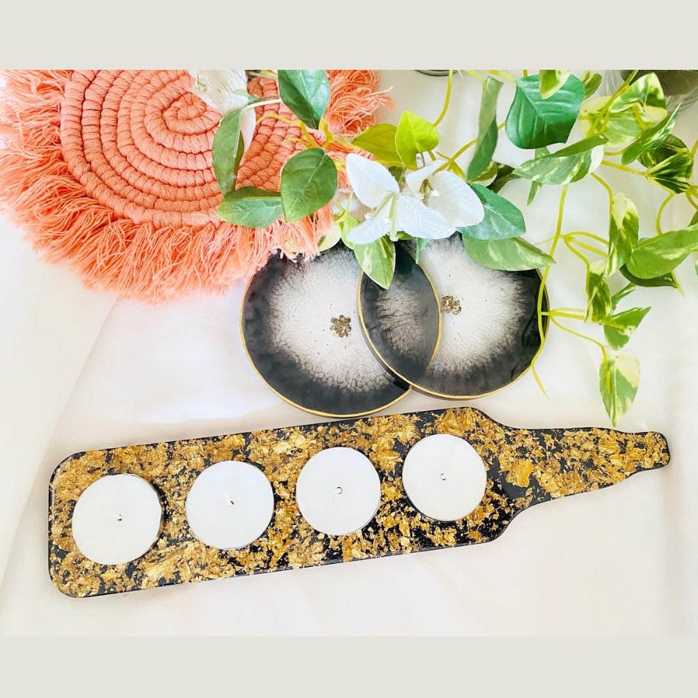 Resin Tea Light Holder and Coaster (Set of 2) - Kreate- Candles & Holders