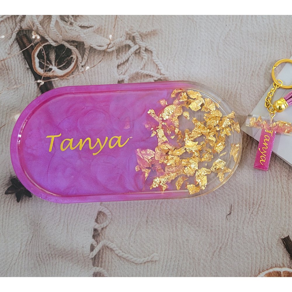 Resin Trinket Tray With Keychain (Set of 3) - Kreate- Boxes & Organizers