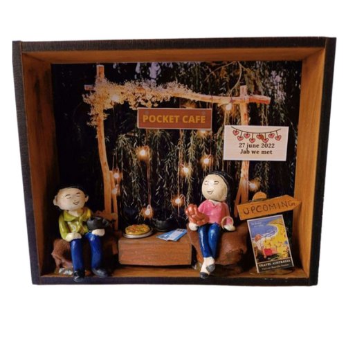 Restaurant cafe romantic personalised couple miniature shadow box frame - Kreate- Anniversary