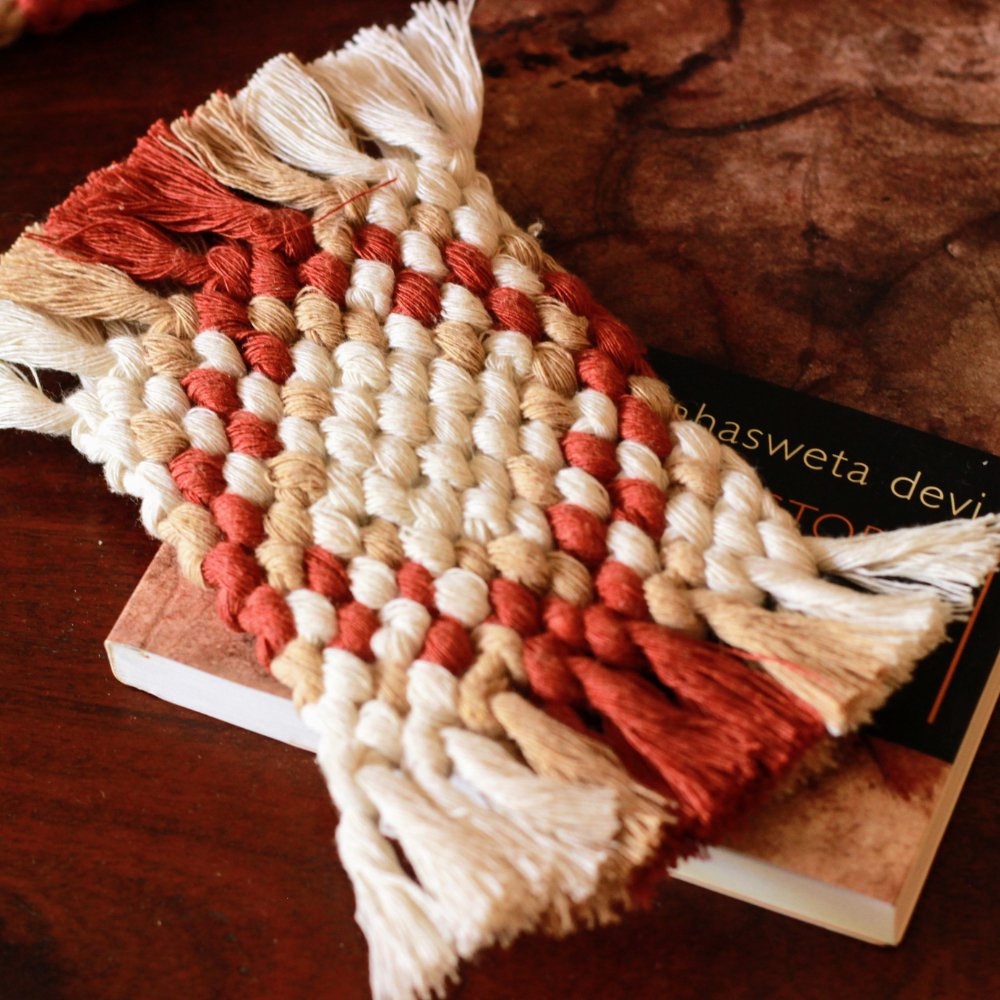 Reversible Diamond Macrame Coaster - Kreate- Coasters