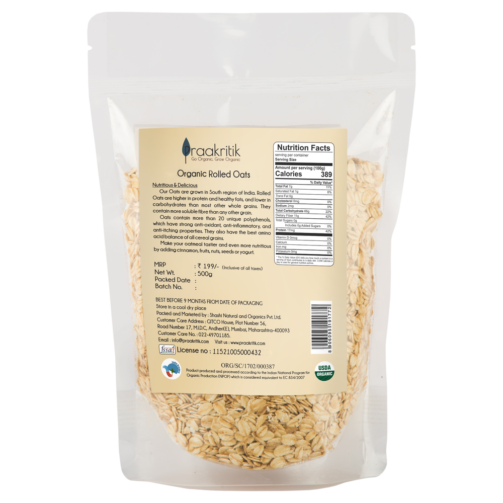 
                  
                    Prakritik Organic Rolled Oats (500g)
                  
                