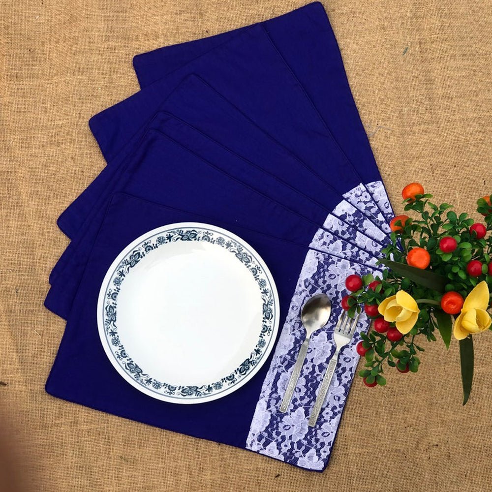 Royal Blue Cotton Placemats (Set of 6) - Kreate- Table Cloth