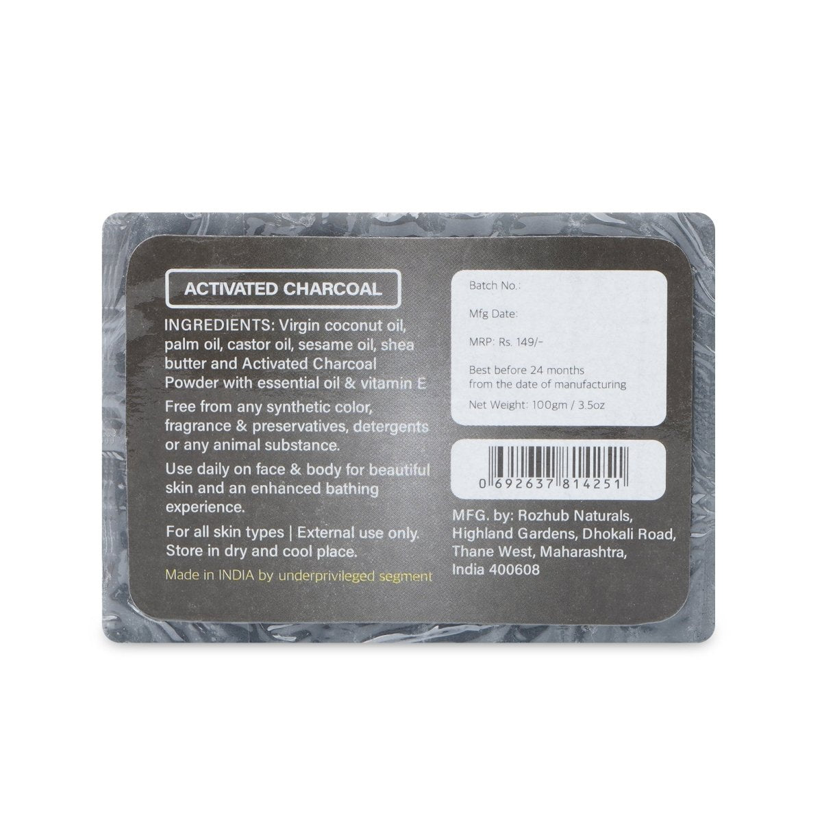 
                  
                    Rozhub Naturals Activated Charcoal Soap (400g) - Kreate- Soaps
                  
                
