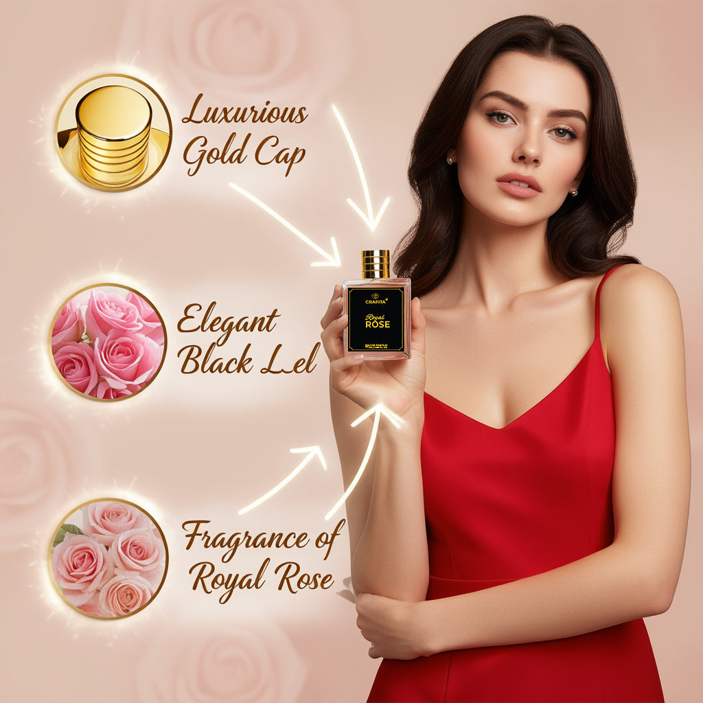 
                  
                    Crafita Royal Rose Perfume For Women | Eau De Parfum | All Day Fragrance | Travel Friendly | Perfect Gift Set | Long Lasting | Pocket Perfume -50 mL
                  
                