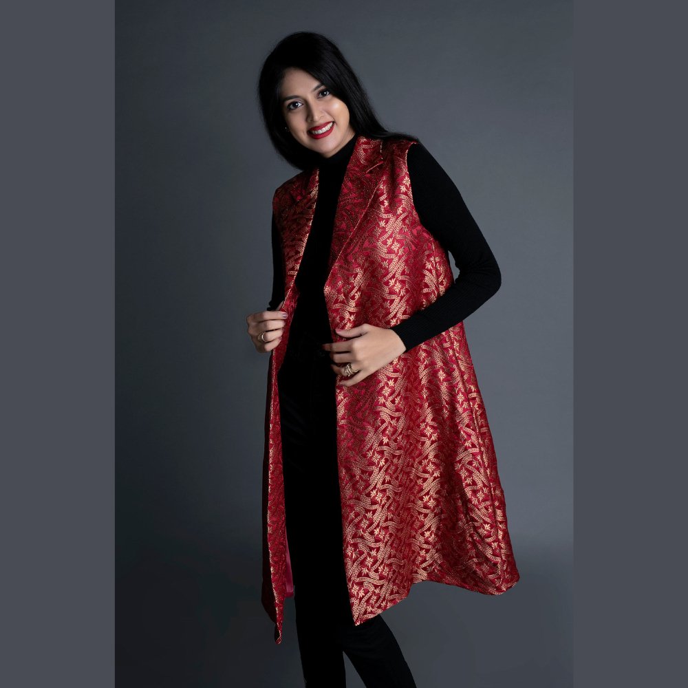 Ruby Banarasi Brocade Jacket - Kreate- Shrugs & Jackets