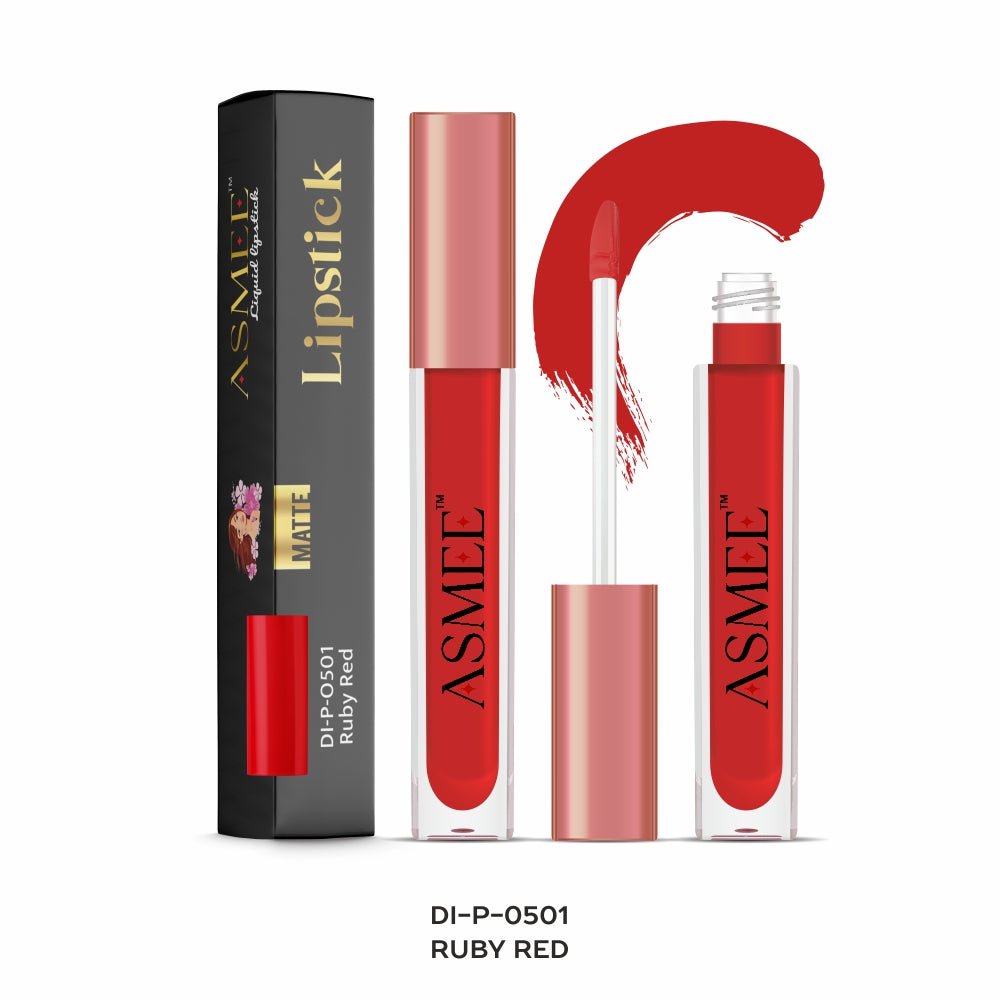 Ruby Red - Asmee Liquid Matte Lipstick (4ml) - Kreate- Lips