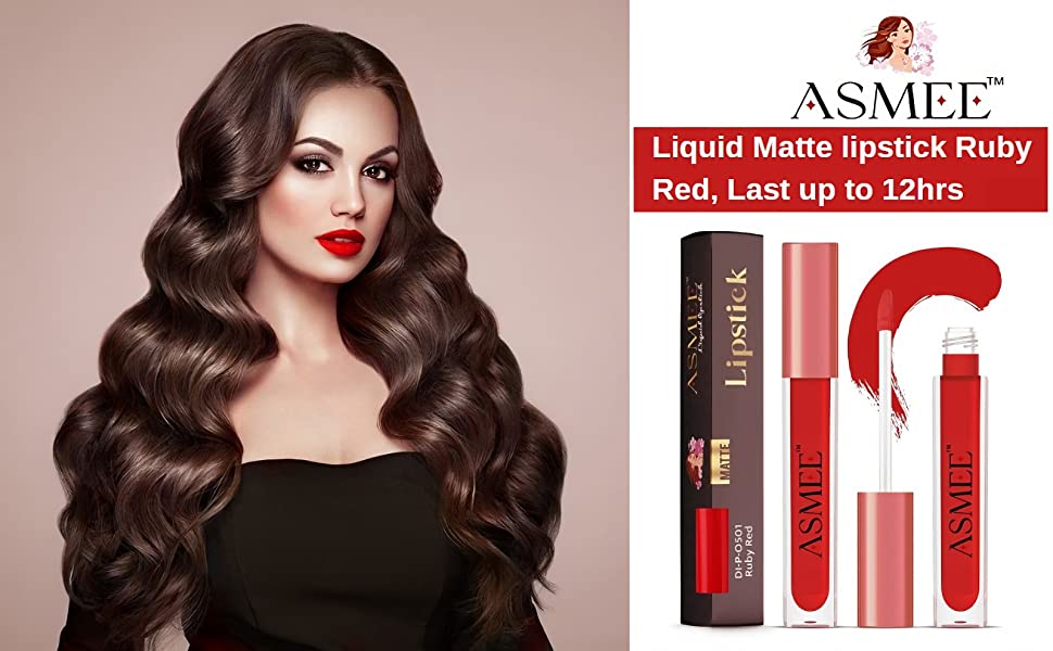 
                  
                    Ruby Red - Asmee Liquid Matte Lipstick (4ml) - Kreate- Lips
                  
                