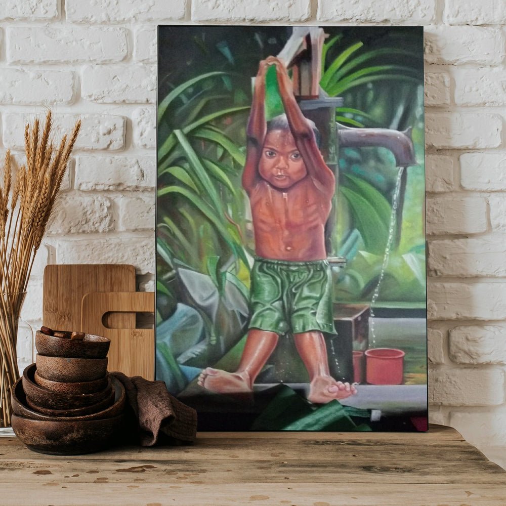 Rural Child Oil Painting - Kreate- Painting