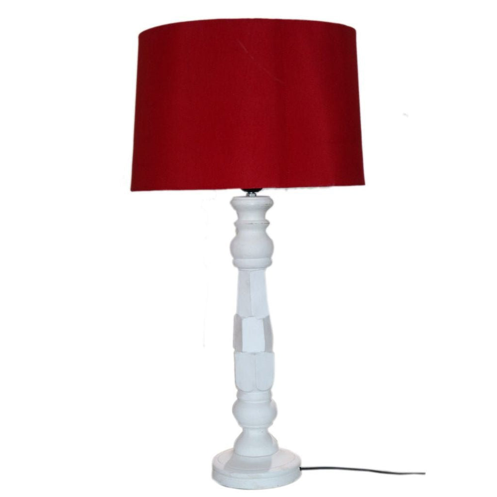
                  
                    Rustic Handcarved Red Table Lamp - Kreate- Lamps
                  
                