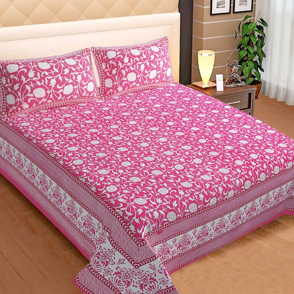 
                  
                    Sanganeri Printed Cotton King Size Double Bedsheet With 2 Pillow Covers - Kreate- Bedding
                  
                