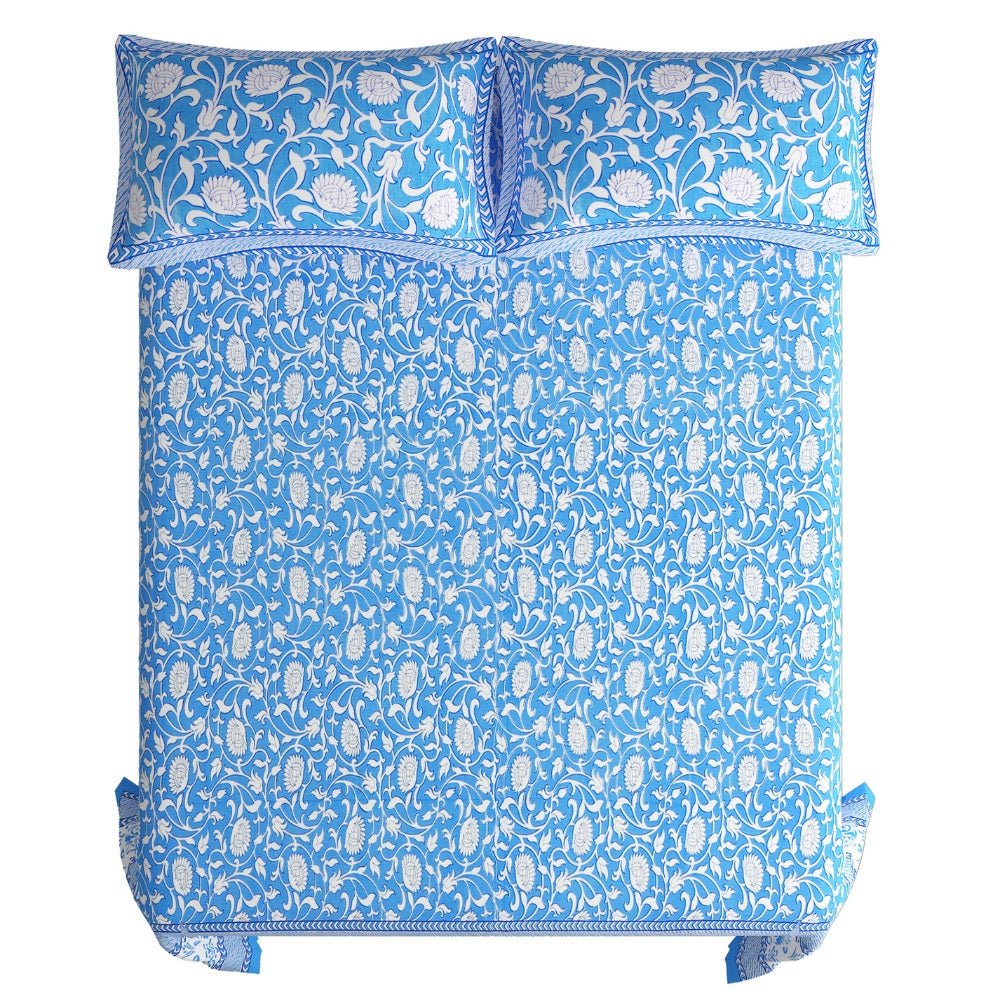 
                  
                    Sanganeri Printed Cotton King Size Double Bedsheet With 2 Pillow Covers - Kreate- Bedding
                  
                
