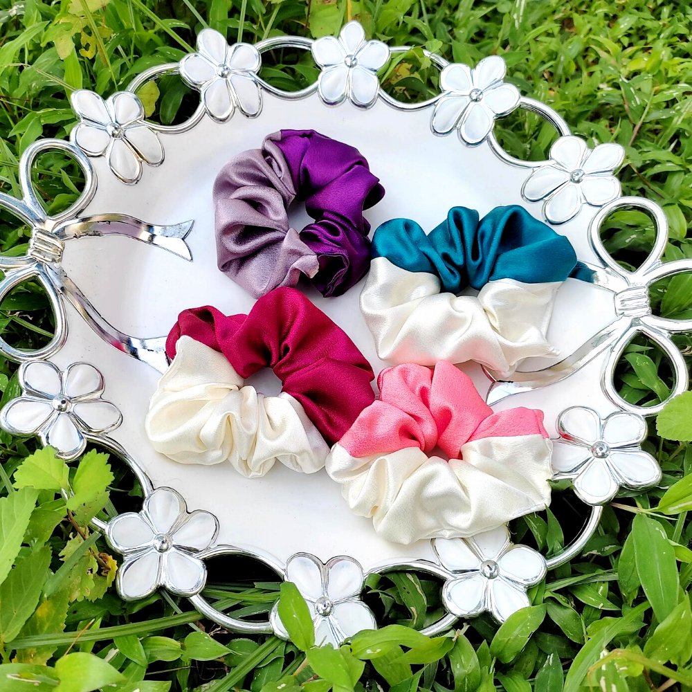 Satin Duet Scrunchies (Pack of 1) - Kreate- Scrunchies