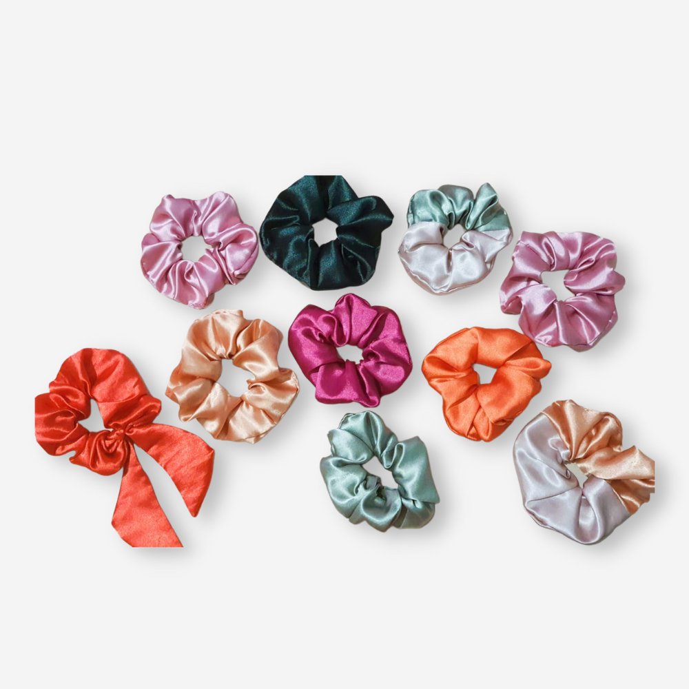 Satin Scrunchies Combo (Set of 10) - Kreate- Scrunchies